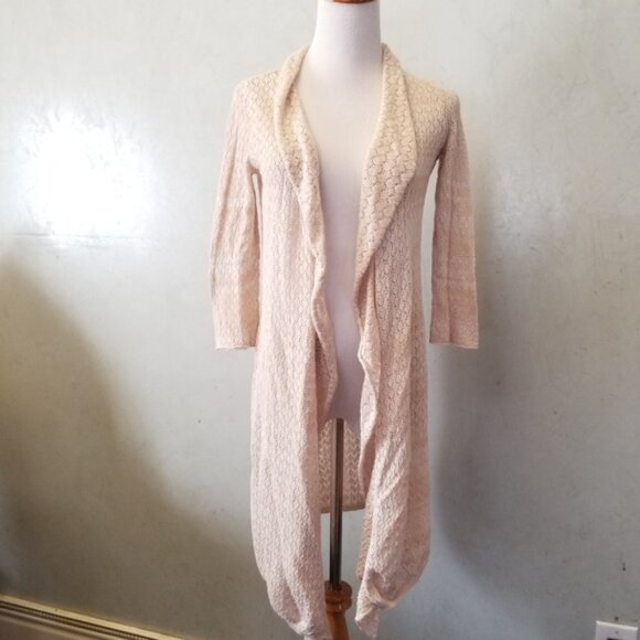 AVA cream lightly striped cardigan women's size Small - Picture 1 of 8